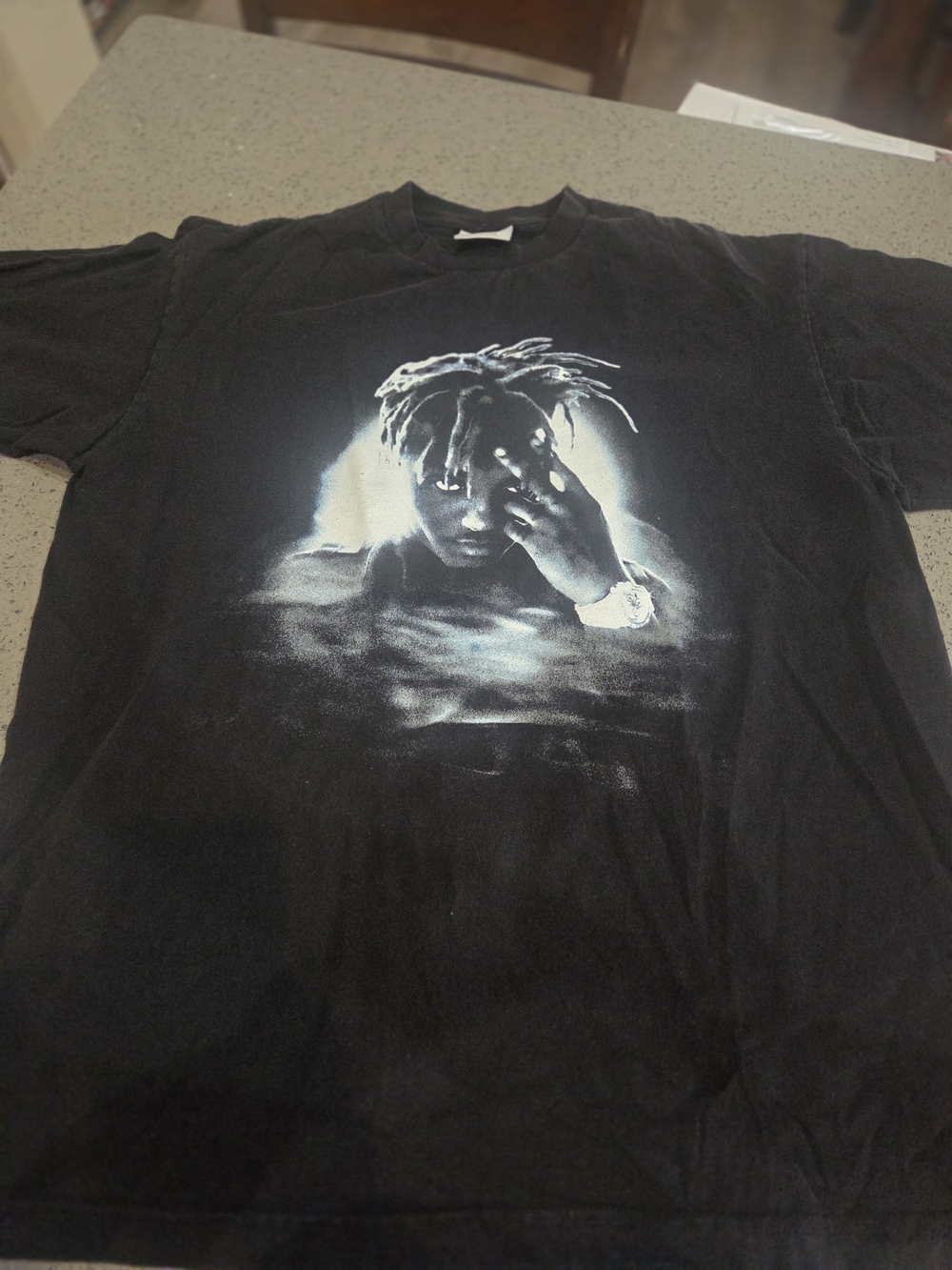 Juice WRLD Black Graphic Men’s Tee with Monochrome Portrait